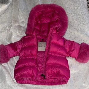 Baby girl 6/9 month Moncler fur hooded coat